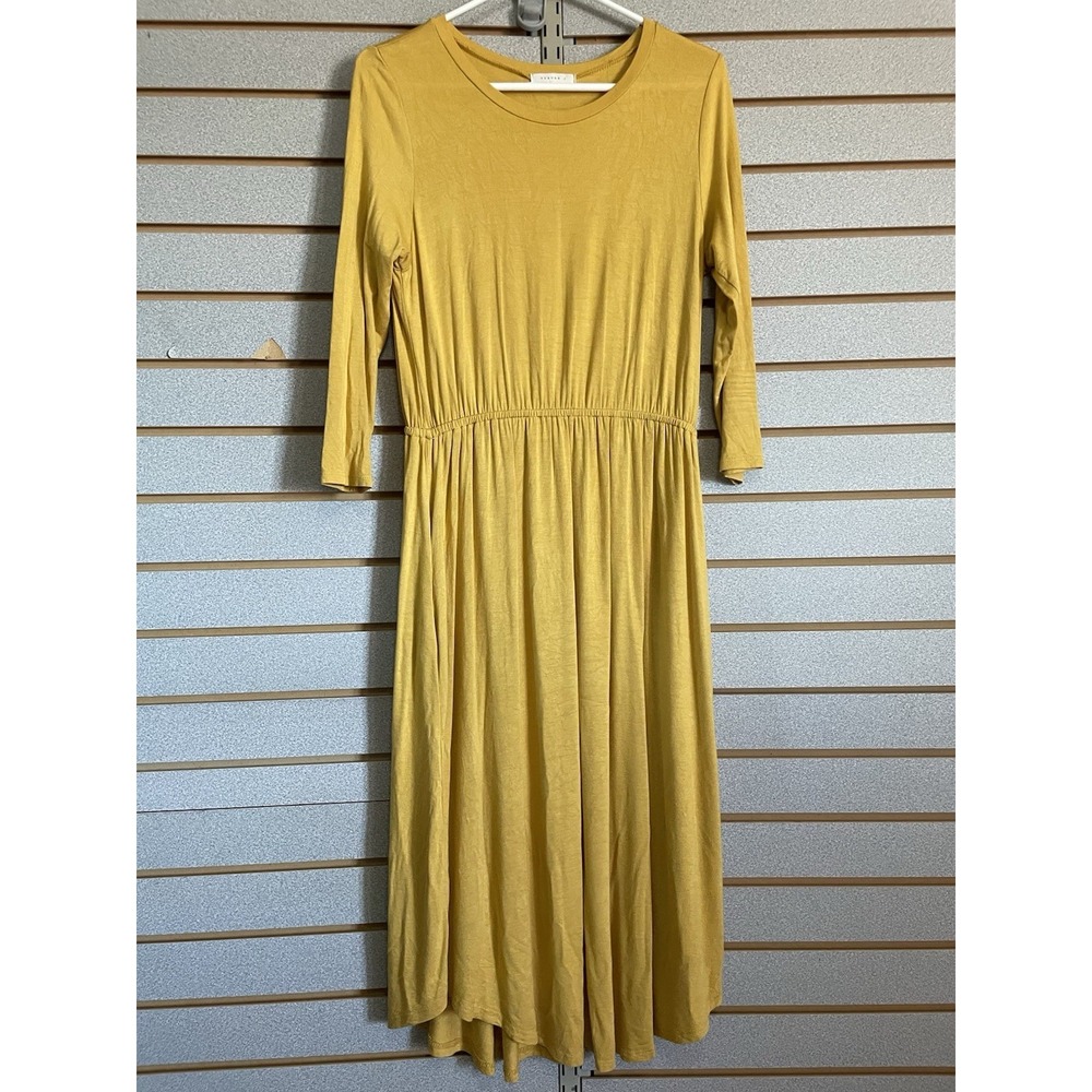 Reborn J Mustard Yellow Long Sleeve Dress Pockets Medium
